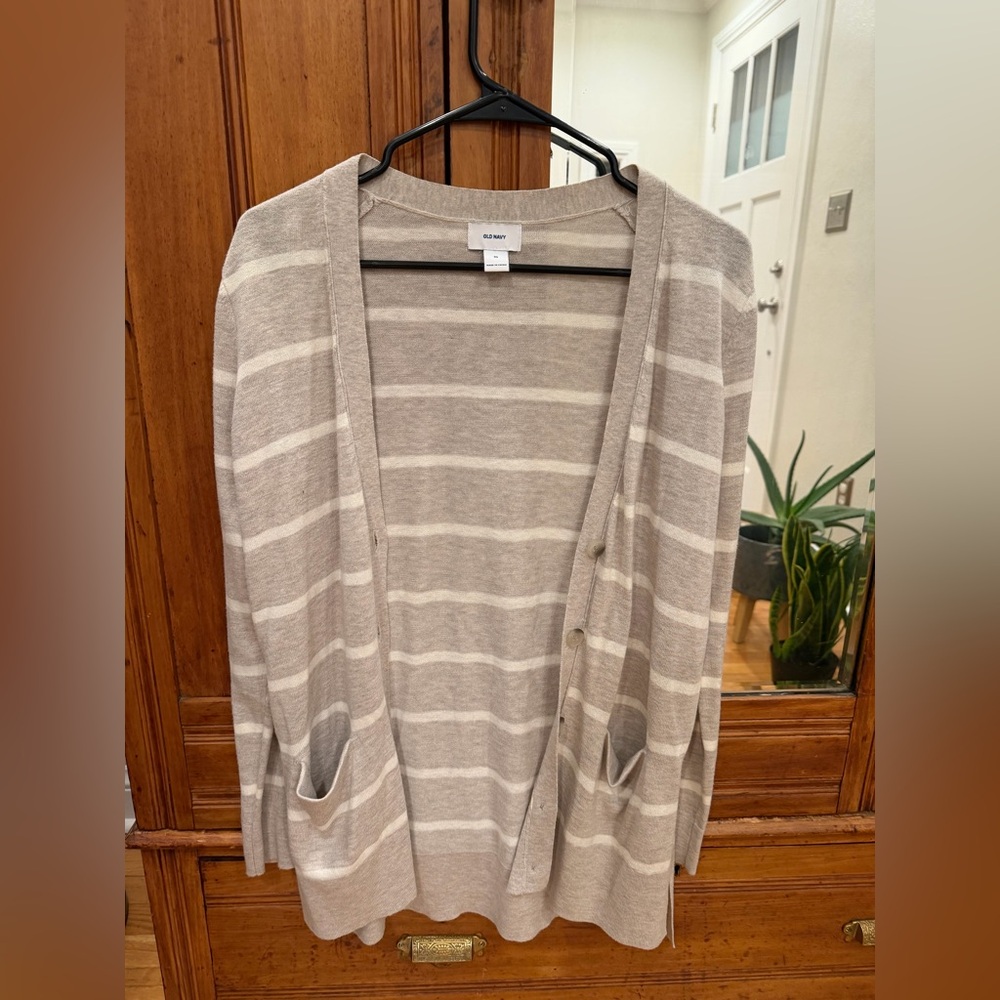 Old Navy Beige Striped Cardigan